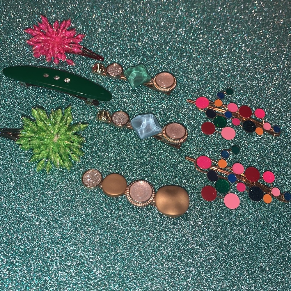 8 pcs. hair accessories lot- art deco, Austin Powers vibes, funky retro …